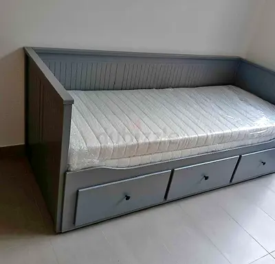 IKEA Hamnes Day bed with 3 storage drawers underneath and with 2 IKEA mattresses is available in exc