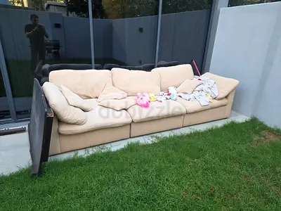 Used beige 3-seater fabric sofa