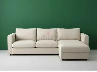 Vimle Beige L-shaped 3-seater sofa bed with storage chaise — good condition
