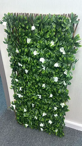 Artificial Greenery Wall Panel with White Flowers - Wall Decor