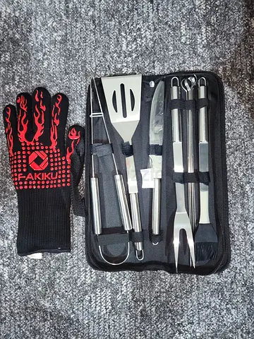 8-Piece BBQ Grill Tool Set with Heat-Resistant Glove