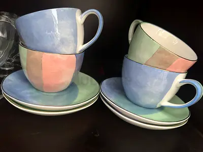 Stylish Ceramic Coffee Mugs with Saucers