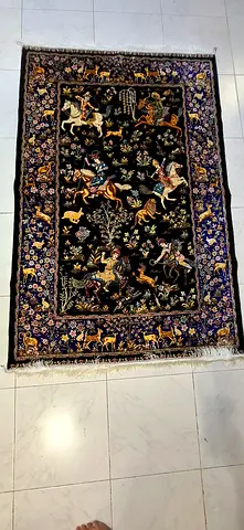 Persian-style rug with hunting scene - good condition