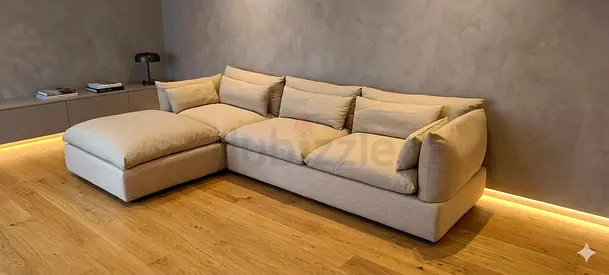Marina Home L Shape Sofa Beige Excellent Condition