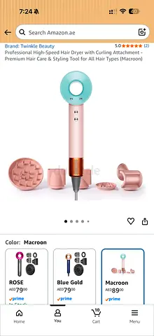 Professional Hair Dryer with Curling Attachment - Macroon