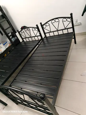 Black Metal Single (Twin) Bed Frame with Slatted Base - Used