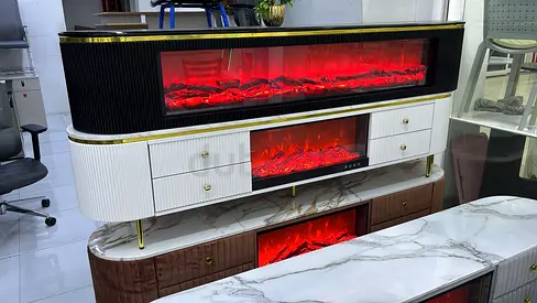 Modern TV Console with Built-in Electric Fireplace  Marble Top price for each