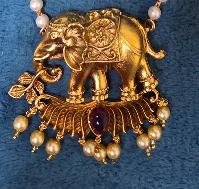 Elegant Elephant Pendant Pearl Necklace Set with Earrings | Traditional Gold Finish Jewelry