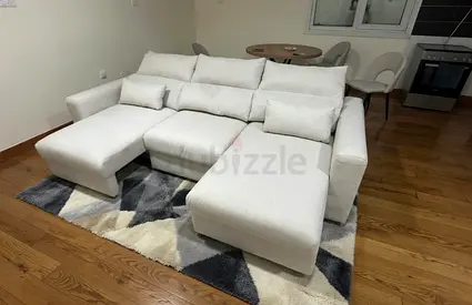 Beige Ikea eskilstuna lshape sofa bed with storage