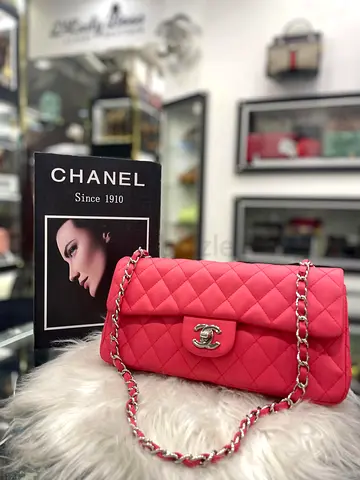 Chanel Coral Pink Quilted East West Lambskin Timeless Handbag (Authentic/PreOwned)