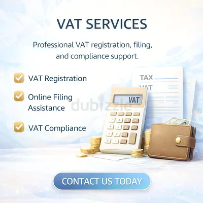 We provide complete VAT services including registration, filing, bookkeeping, and tax consultancy.