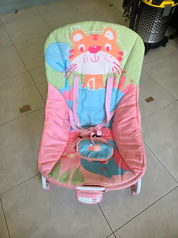 JUNIORS Pink Lion Baby Bouncer/Rocker with Safety Harness