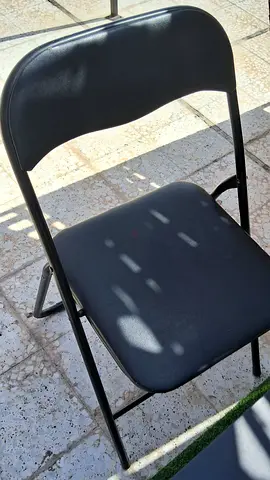 Black Folding Padded Chair — Metal Frame mini coffee table, Good Condition