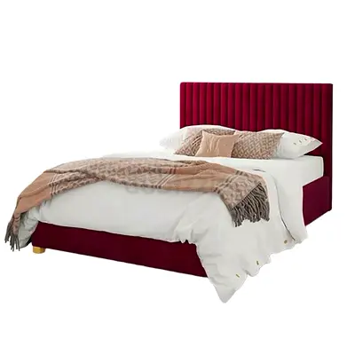 My burgundy velvet bed with channel headboard - Queen size