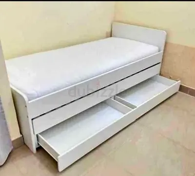 Ikea slakt bed frame with under bed and 2 storage drawers underneath with 2 Ikea mattresses is avail
