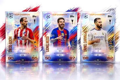 Set of 3 UEFA Cup Champions holographic Match Attax 3 in 1