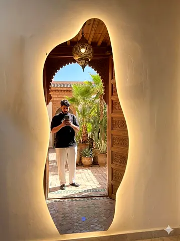 Large Backlit Organic-Shaped Wall Mirror