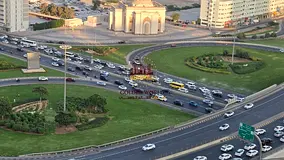 3BR in Al Taawun, panoramic view, master, maid room, parking, balcony. Rent AED 72K.