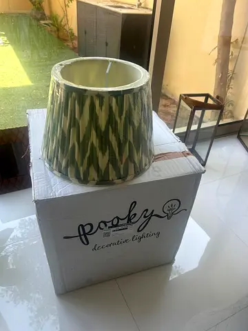 Pooky (luxury British lighting brand) 35cm straight empire gathered lampshade in eau de nil printed