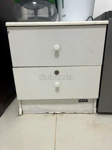 White bedside nightstand - compact 2-drawer cabinet