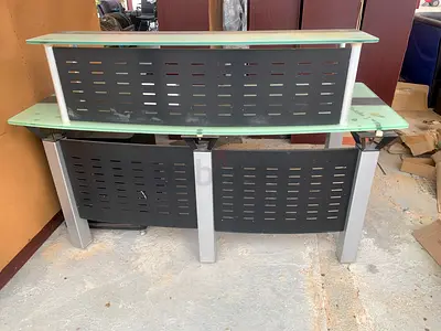 Modern Glass  Metal Reception Desk / Office Counter
