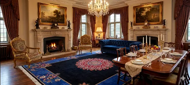 Large Persian-style rug with central medallion — well kept