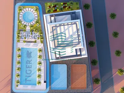 شقة بغرفة نوم واحدة | برج أوريستا JVC | مفروشة | إطلالة على المسبح ووسط المدينة