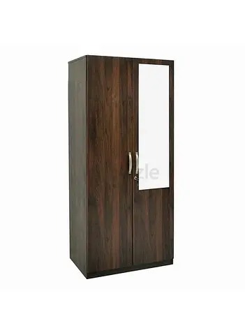 Selling my dark wood 2-door wardrobe with mirror - used
