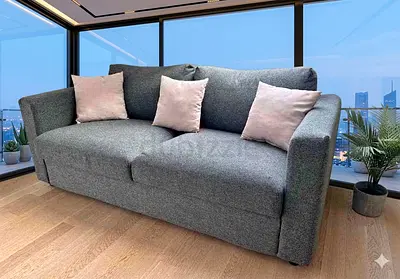 Grey 2 -seater  sofa bed with mattress