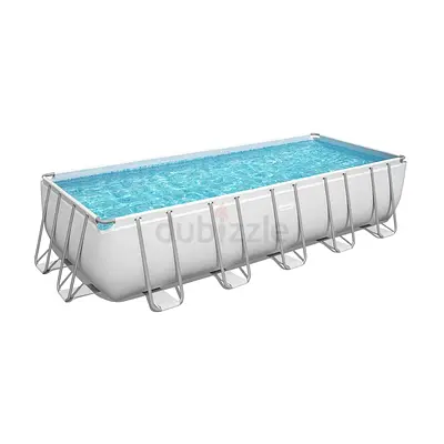 5612B-Bestway Power Steel Rectangular Above Ground Pool With Sand Filter Pump Ladder 6.40 X 274 X