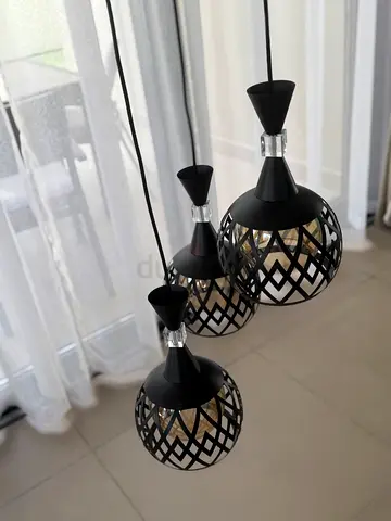 New Set of 3 Black Geometric Pendant Lights