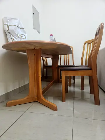 Wooden dining table with 6 chairs set