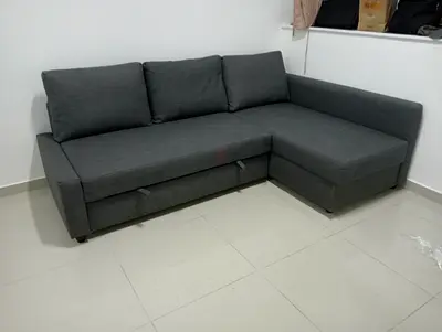 Grey L-shaped Sofa bed with Chaise - Good Condition
