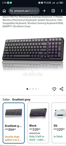 AULA F99 Pro Wireless Mechanical Gaming Keyboard - RGB, Hot‑Swappable (Gradient Grey)