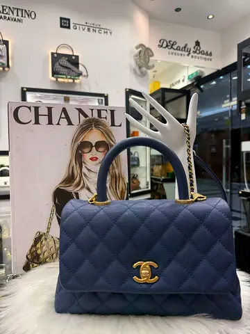 Chanel Blue Small Caviar Coco Handle 2 Way Handbag (Authentic/New)