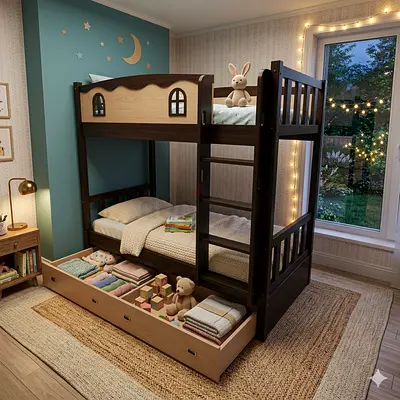 Stylish Bunk Bed with Storage for Kids