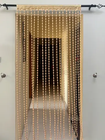 Beaded wooden door curtain (beige) - ready to hang