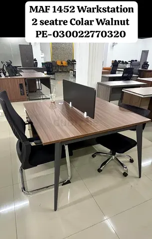 Modern 2-Seater Workplace Desk in Walnut Finish