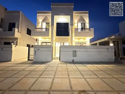 Villa for rent in Al Helio 2, Ajman. 5 master bedrooms, living room, majlis, maid's room, and storage.