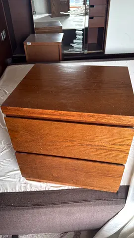 Solid wooden nightstand with 2 drawers - good condition