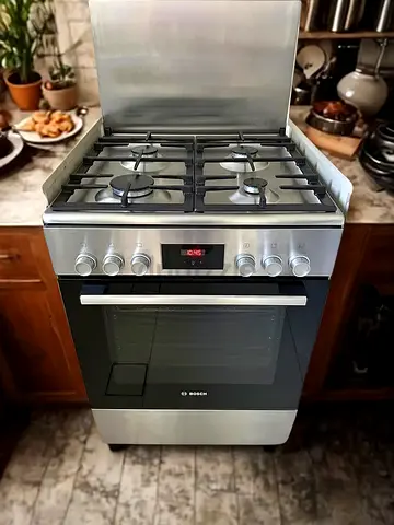 Bosch 4 burner gass/electric top gass oven electric with fan cooking range 60cm stove by htc