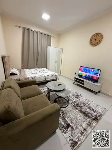 استوديوVIP✨ مفروش بالكامل بمطبخ مفتوح مع اطلاله . عجمان المويهات. للإيجار الشهري.الإيجار يشمل الفواتير والإنترنت وموقف