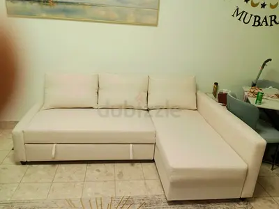 Beige L-shaped Sofa with Right-hand Chaise — Good Condition