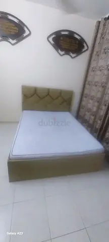 Bed Frame with Padded Headboard and Mattress - Used