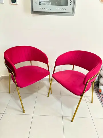 Pink Velvet Chairs with Gold Legs for sale