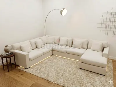 Crate and barrel beige color Ushape sofa