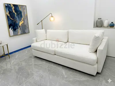 Crate and barrel white color 3 seater sofa