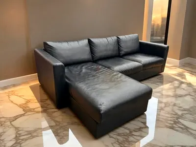 Ikea vimle black 🖤 Leather L shape sectional sofa