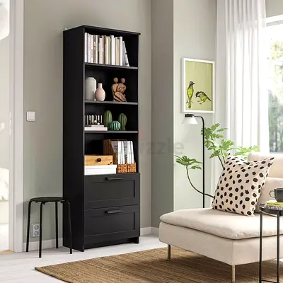 Black Ikea bookcase with 2 drawers - perfect condition