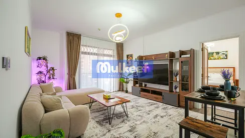 شقة بغرفة نوم واحدة | مدينة ميسكا 2 القديمة | برج خليفة وإطلالة على المسبح | مفروشة